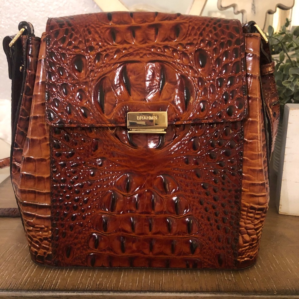 Brahmin Margo Croc embossed leather crossbody.